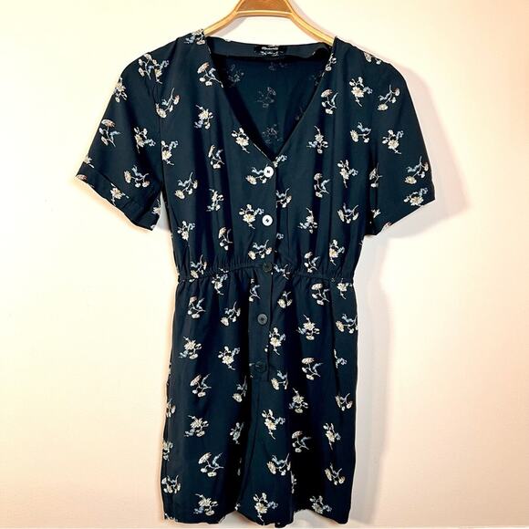 Madewell | Black Floral Romper Size Small - Picture 1 of 14